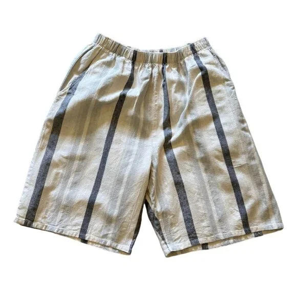 Chicos Design Striped Linen-Cotton Blend Elastic Waist Shorts Size Small Beachy - Picture 1 of 7